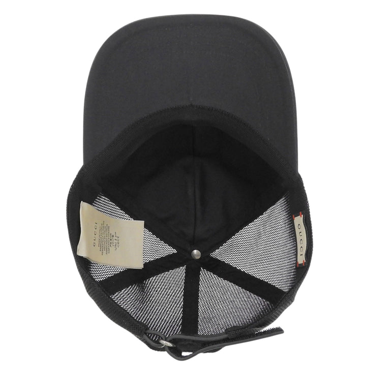 Excellent GUCCI cap Logo patch baseball black cotton mens XL 701324 4HAOY 1060
