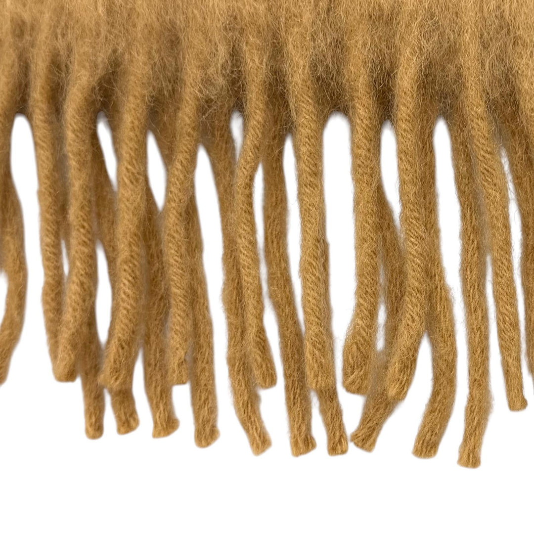 Excellent LOEWE Scarf Fringe with Anagram leather patch Brown mohair Women