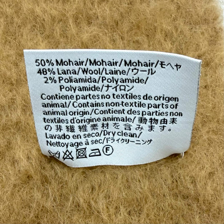 Excellent LOEWE Scarf Fringe with Anagram leather patch Brown mohair Women