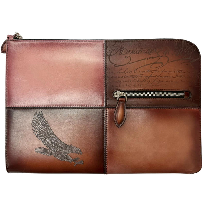 Great BERLUTI Clutch bag Nino TGM Calligraphy Scritto Tattoo Collection