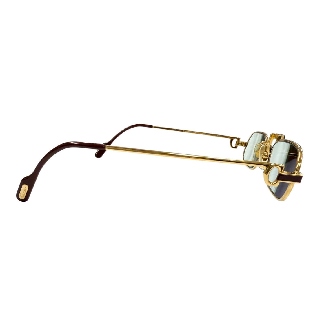Great Cartier sunglasses Square Logo Metal Eyewear gold mens