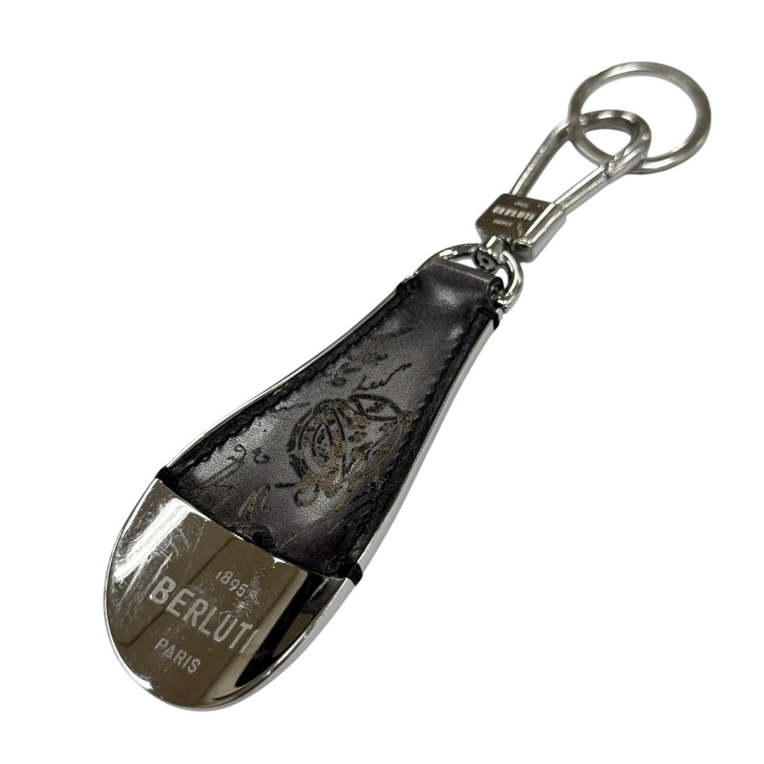 Great BERLUTI key ring shoehorn shoehorn Silver leather mens