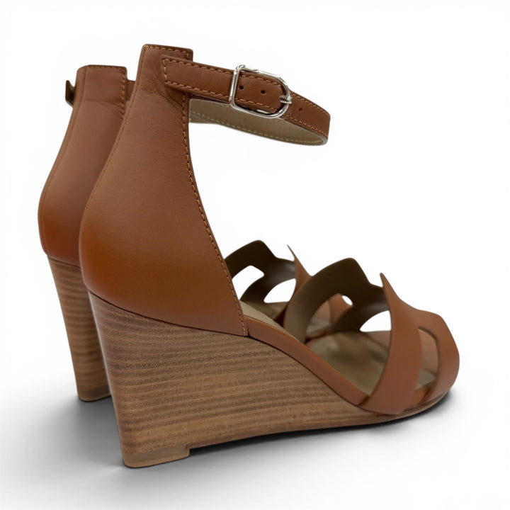 Excellent HERMES Sandals legend Ankle strap wedge heels Calf leather Women 35