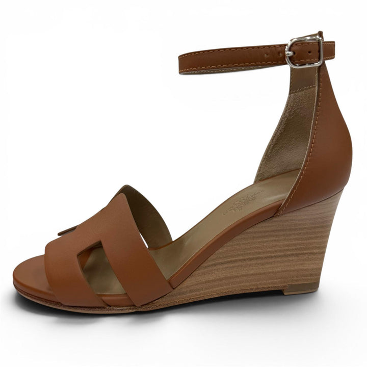Excellent HERMES Sandals legend Ankle strap wedge heels Calf leather Women 35