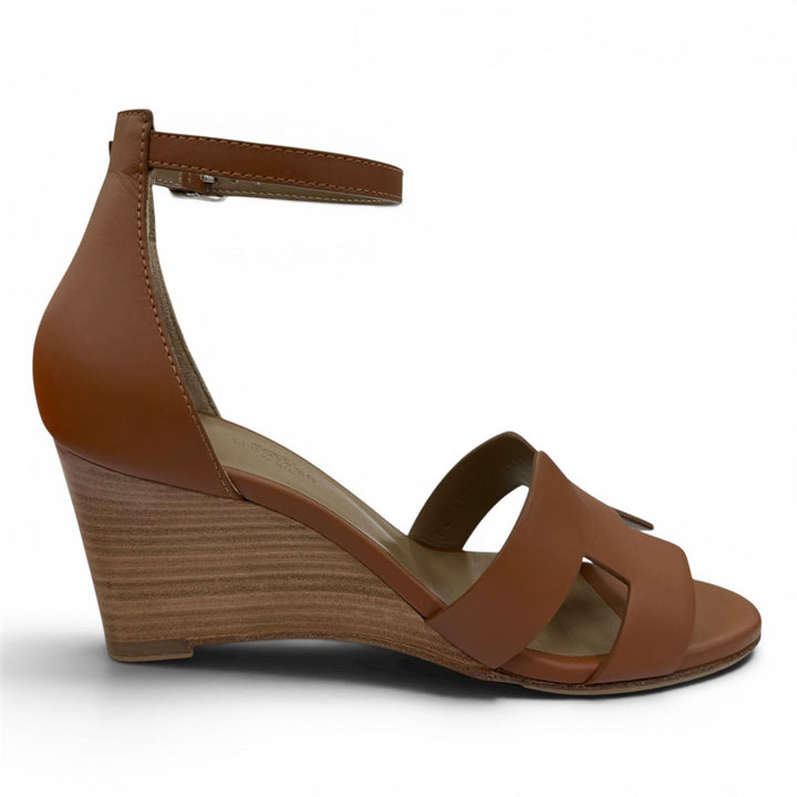 Excellent HERMES Sandals legend Ankle strap wedge heels Calf leather Women 35