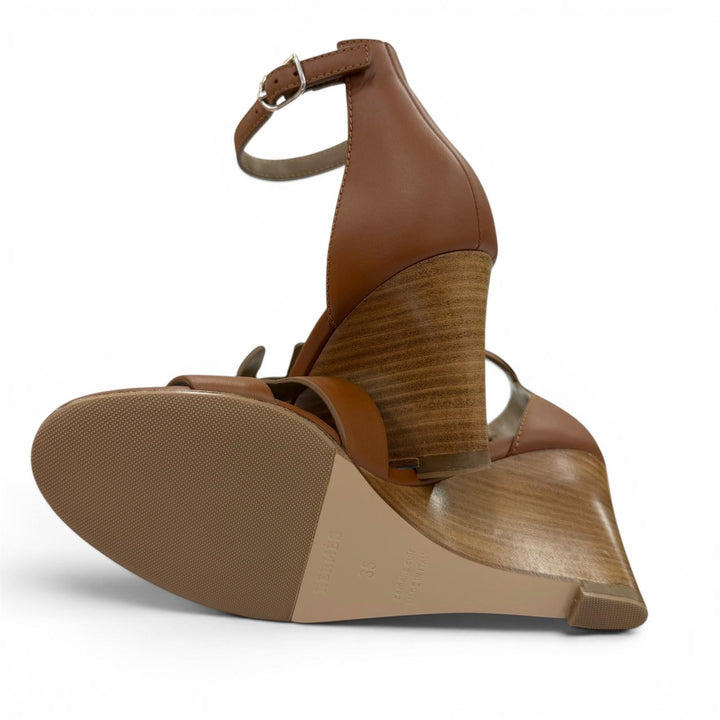 Excellent HERMES Sandals legend Ankle strap wedge heels Calf leather Women 35