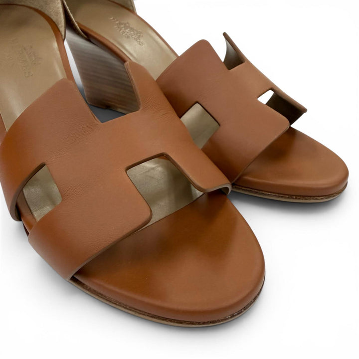 Excellent HERMES Sandals legend Ankle strap wedge heels Calf leather Women 35