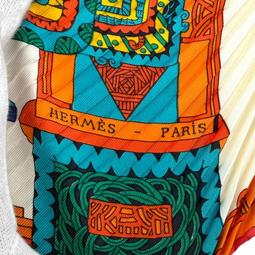 Excellent HERMES scarf Celestial Bodies and the Sun Rhombus silk Women