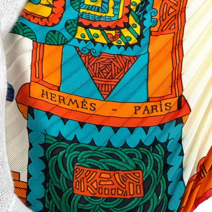 Excellent HERMES scarf Celestial Bodies and the Sun Rhombus silk Women