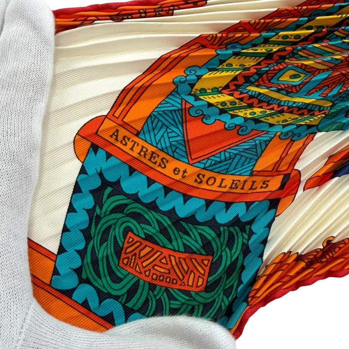 Excellent HERMES scarf Celestial Bodies and the Sun Rhombus silk Women