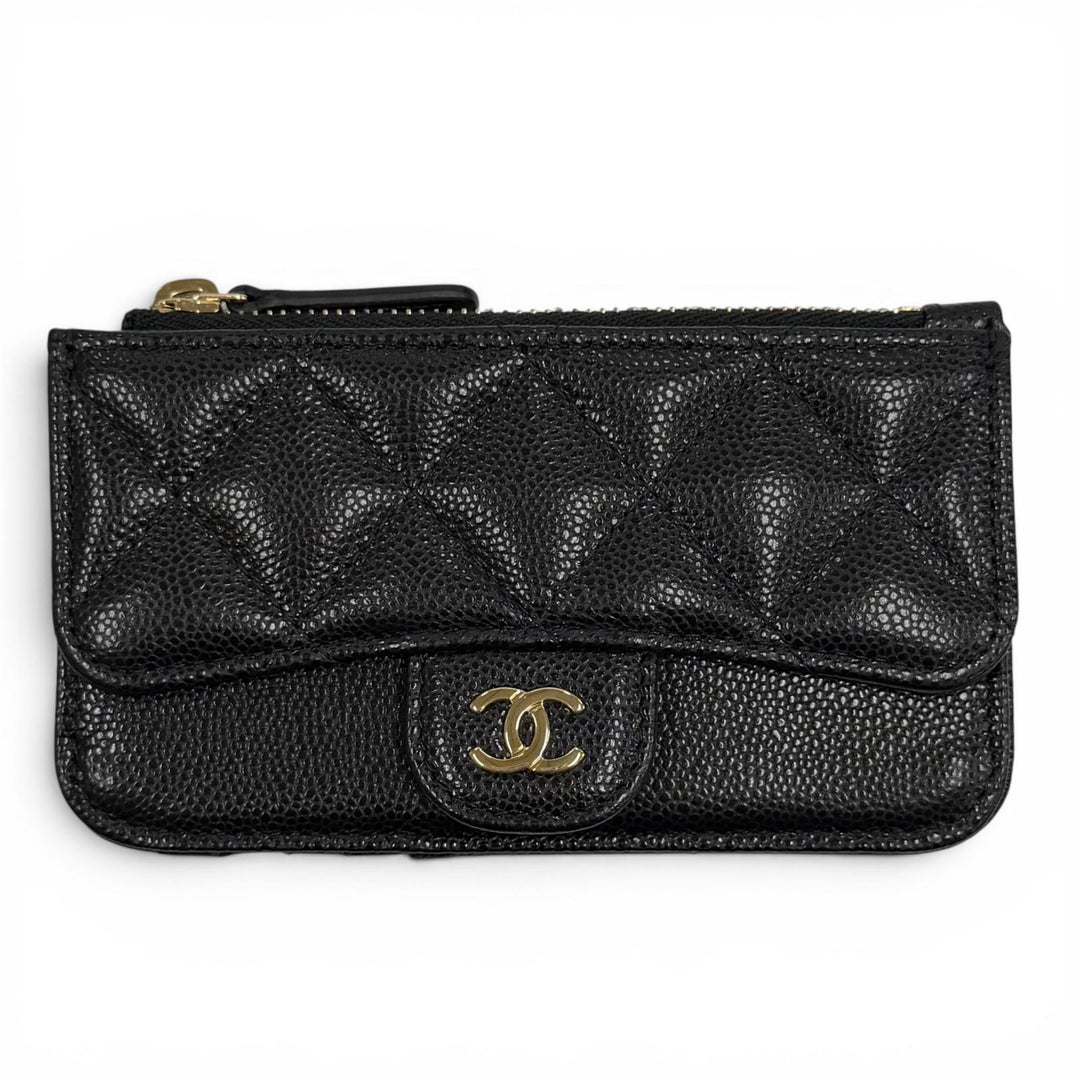 Pristine CHANEL Card Case black Caviar skin Women AP2570