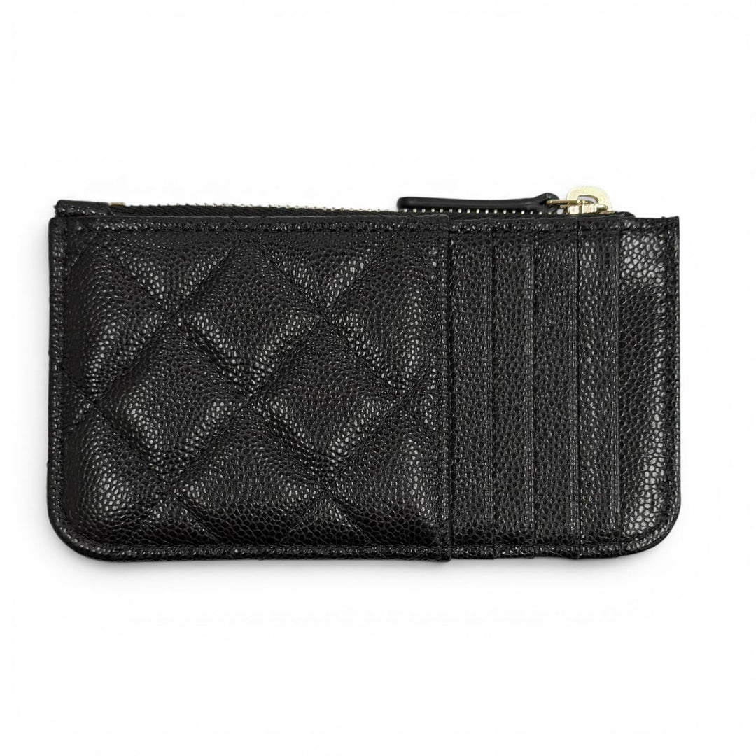 Pristine CHANEL Card Case black Caviar skin Women AP2570