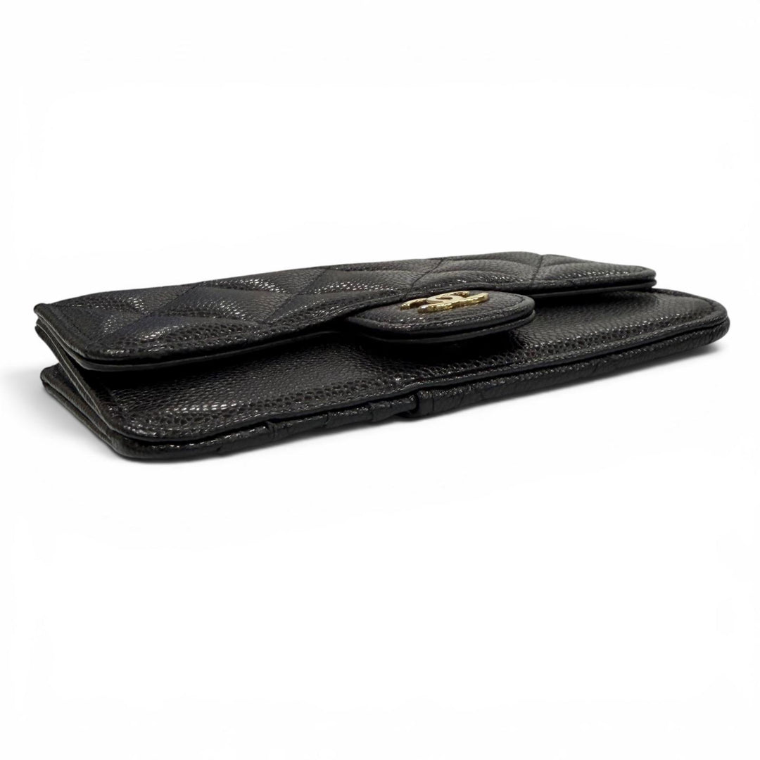 Pristine CHANEL Card Case black Caviar skin Women AP2570