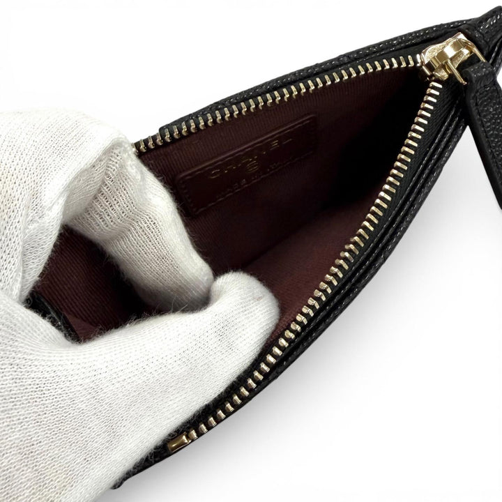 Pristine CHANEL Card Case black Caviar skin Women AP2570