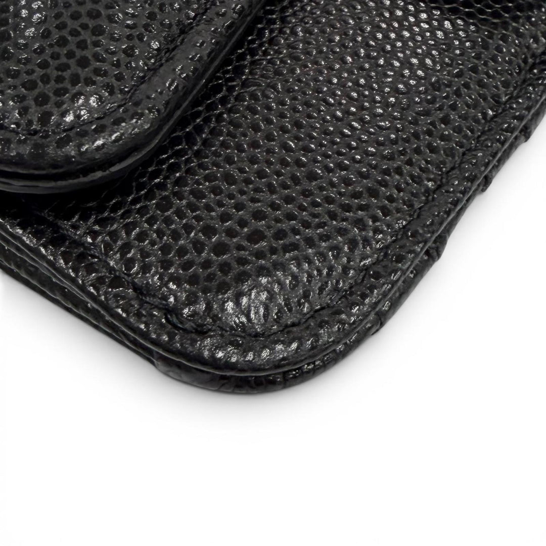 Pristine CHANEL Card Case black Caviar skin Women AP2570