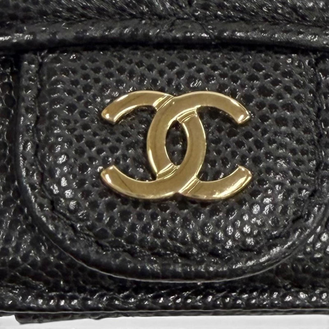 Pristine CHANEL Card Case black Caviar skin Women AP2570