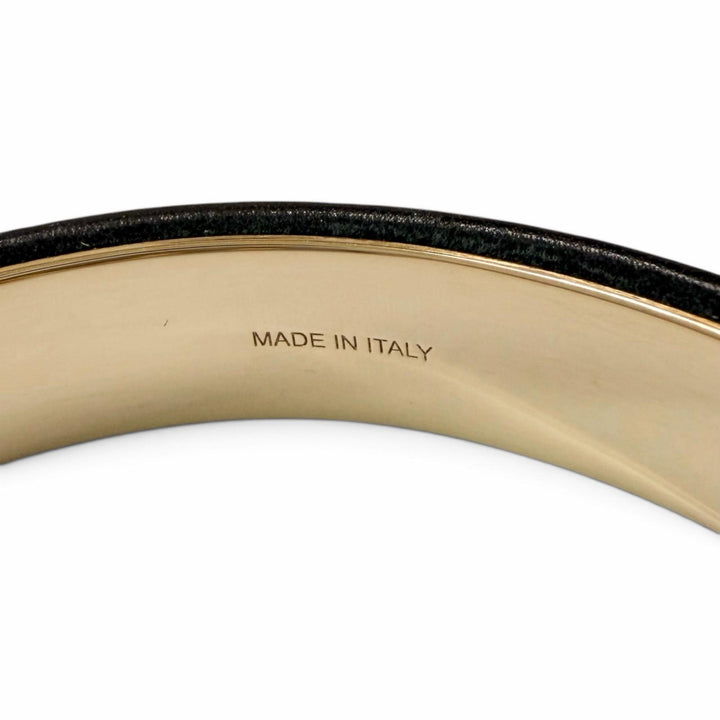 Pristine BVLGARI Bangle Circle logo bracelet black leather mens
