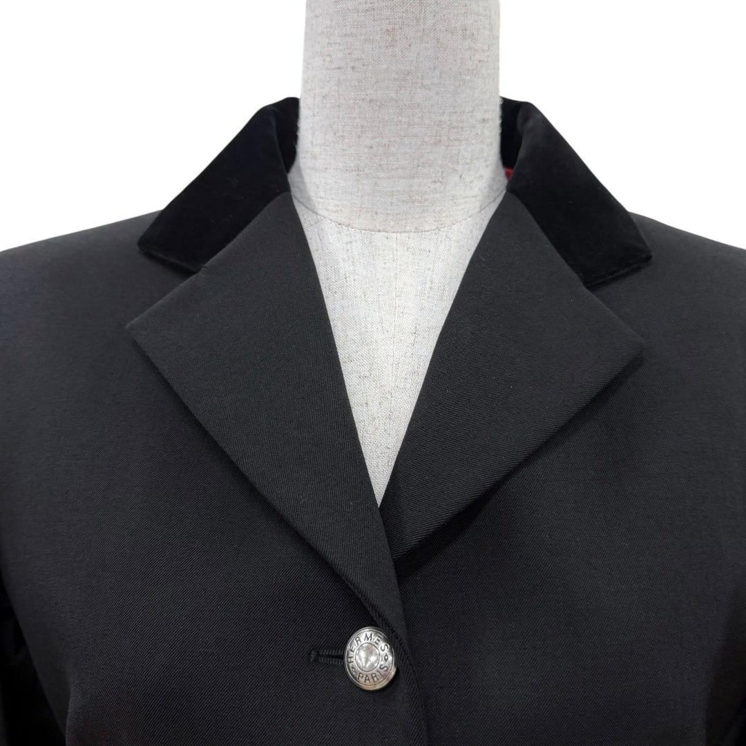 Excellent HERMES tailored jacket Serie Button Riding Jacket black wool Women 40