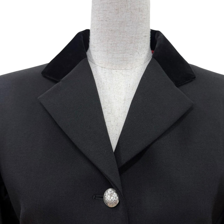 Excellent HERMES tailored jacket Serie Button Riding Jacket black wool Women 40
