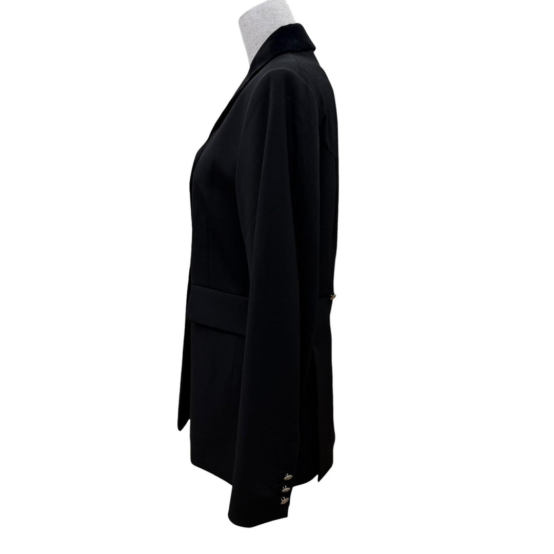Excellent HERMES tailored jacket Serie Button Riding Jacket black wool Women 40