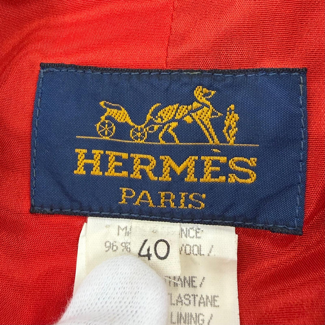 Excellent HERMES tailored jacket Serie Button Riding Jacket black wool Women 40