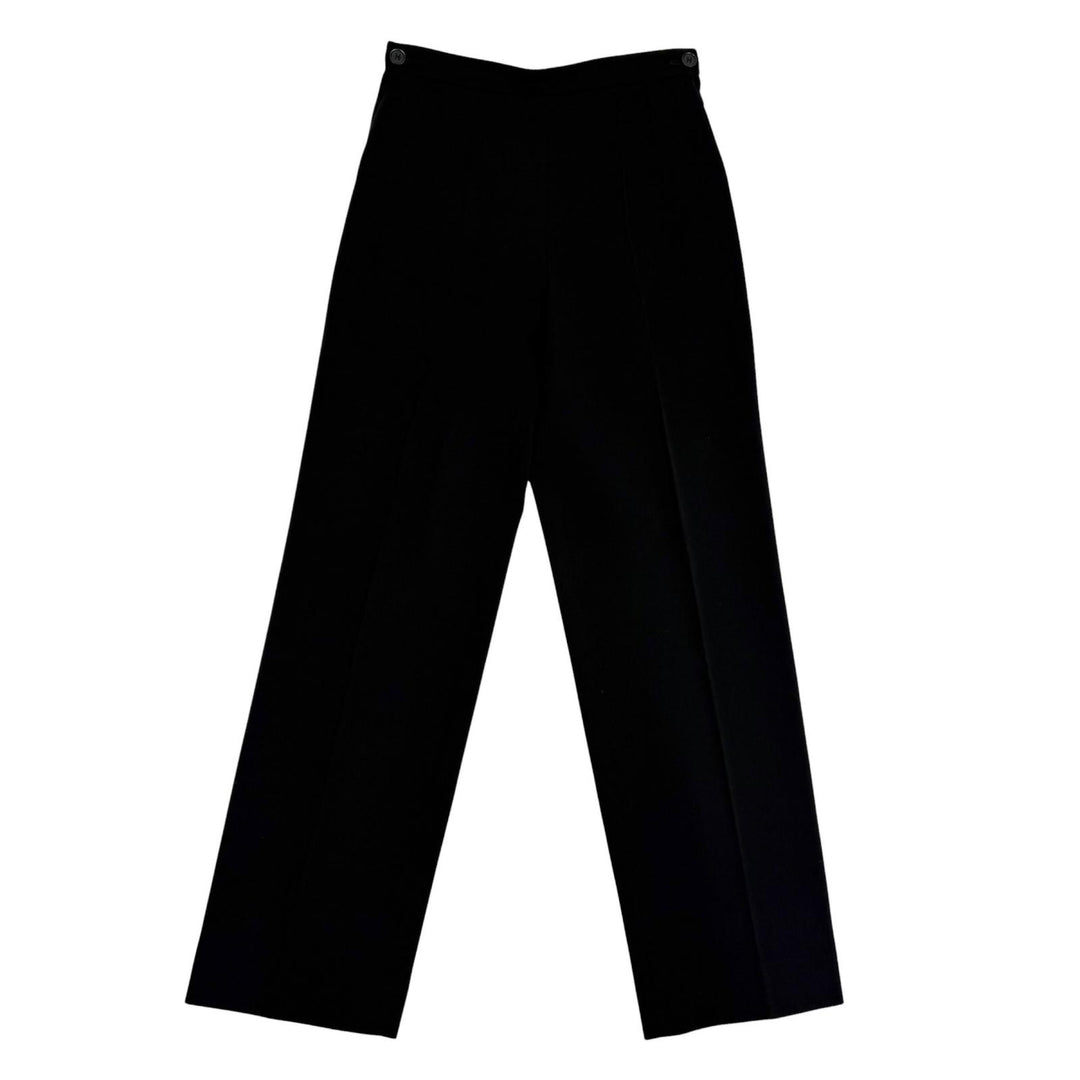 Great HERMES Pants Margiela era H logo buttons Center crease black wool Women 38