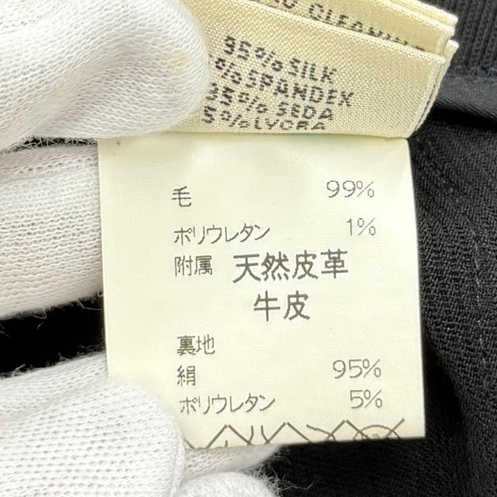 Great HERMES Pants Margiela era H logo buttons Center crease black wool Women 38