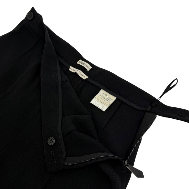 Great HERMES Pants Margiela era H logo buttons Center crease black wool Women 38