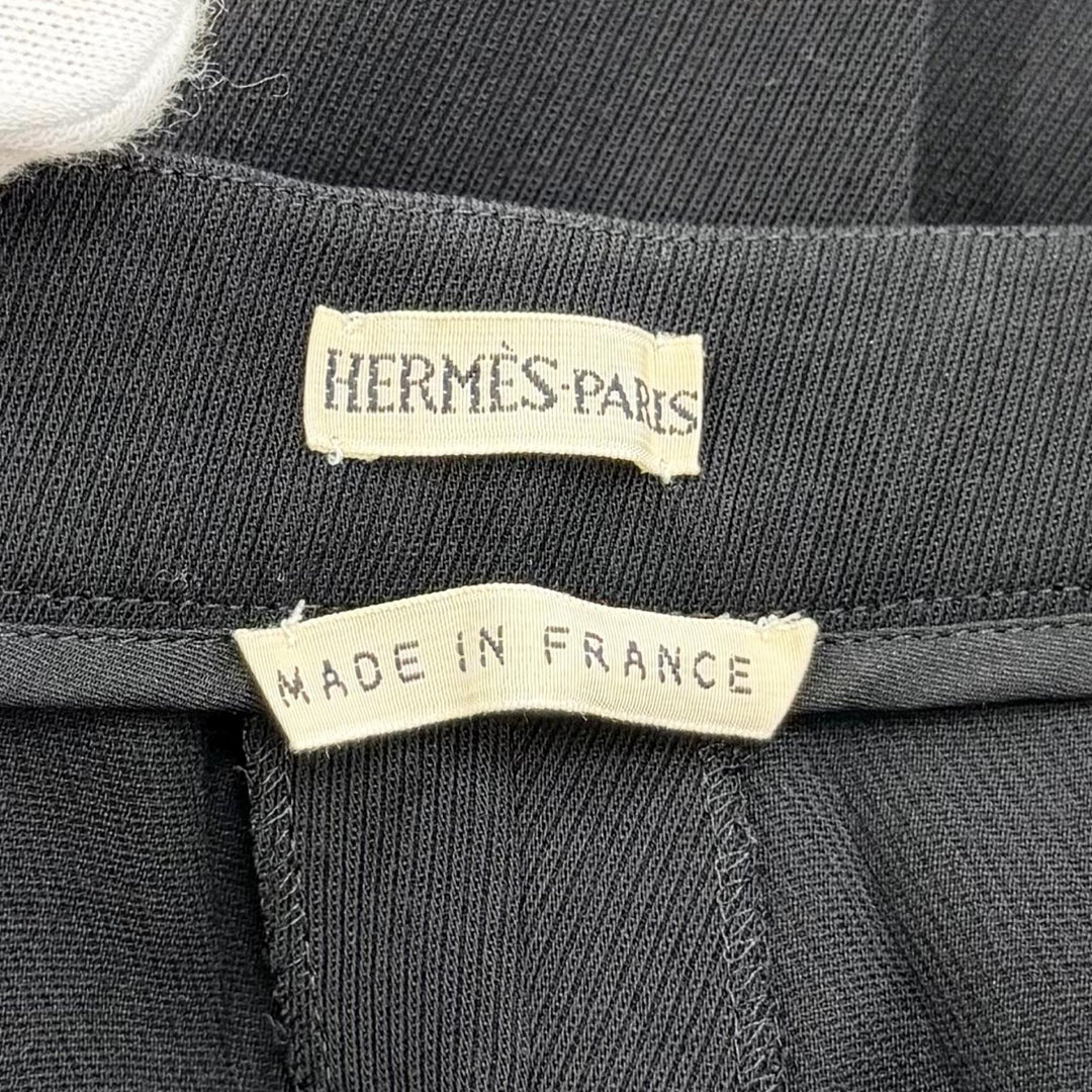 Great HERMES Pants Margiela era H logo buttons Center crease black wool Women 38