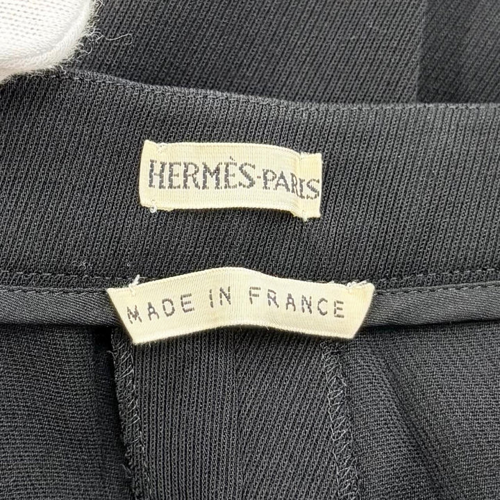 Great HERMES Pants Margiela era H logo buttons Center crease black wool Women 38