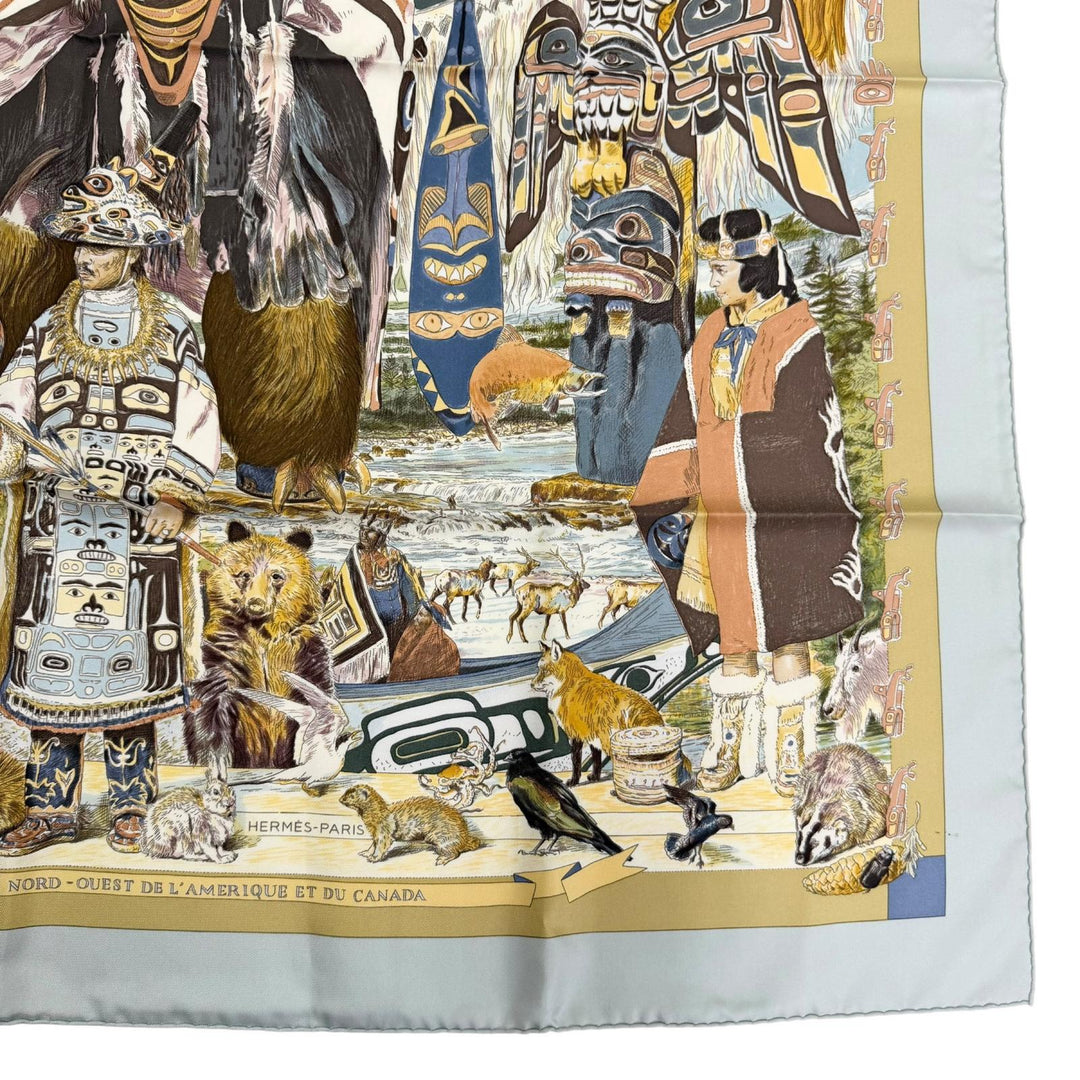 Very Good HERMES scarf TSITSIKA Kermit Oliver multicolor silk Women