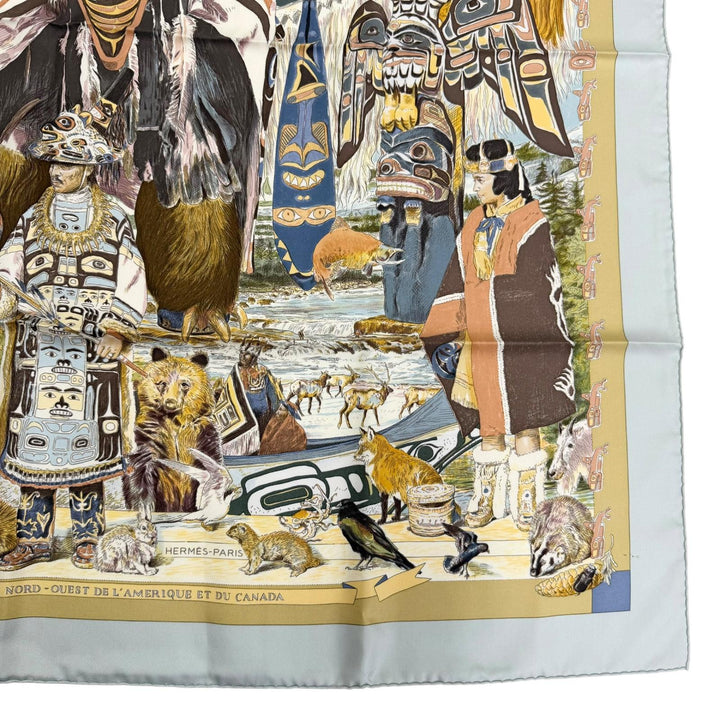 Very Good HERMES scarf TSITSIKA Kermit Oliver multicolor silk Women