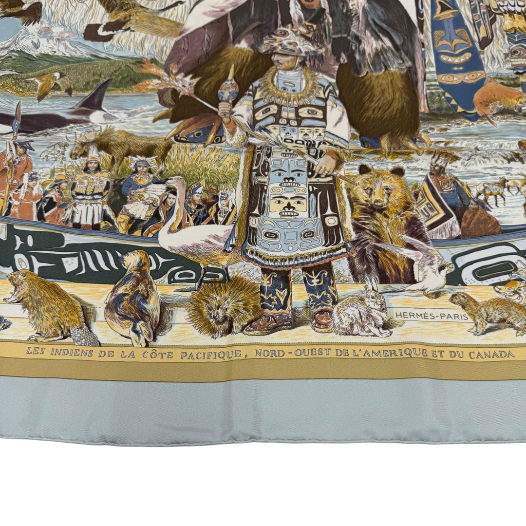 Very Good HERMES scarf TSITSIKA Kermit Oliver multicolor silk Women
