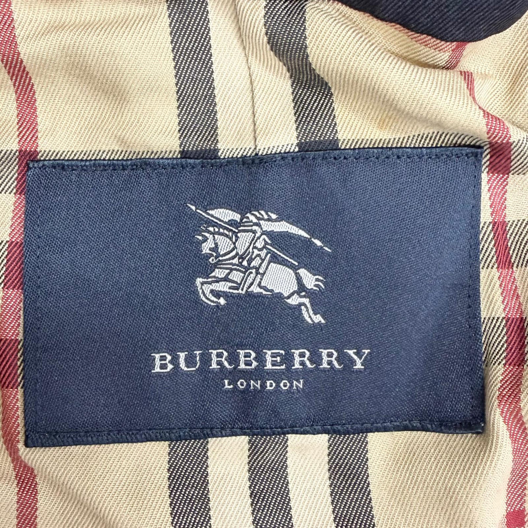 Great BURBERRY LONDON coat Nova check pattern on the back Navy wool mens