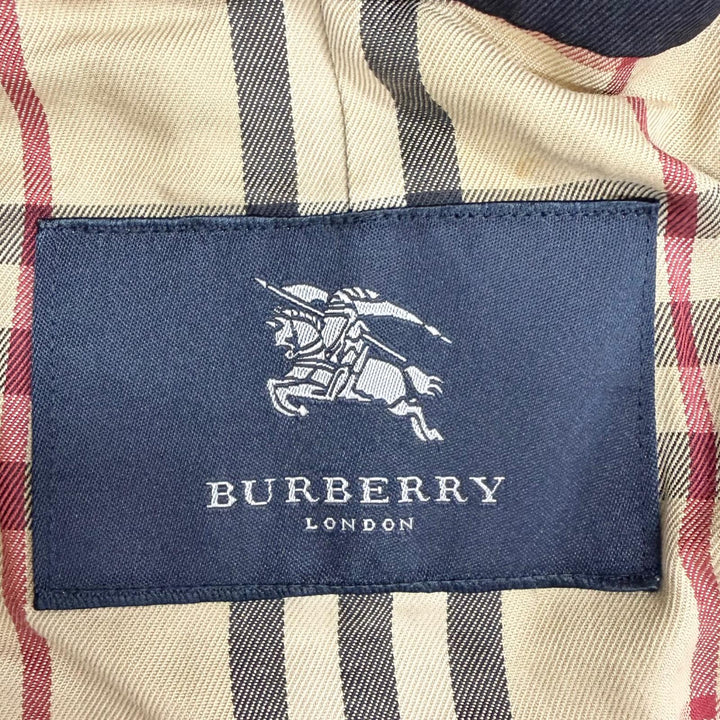 Great BURBERRY LONDON coat Nova check pattern on the back Navy wool mens