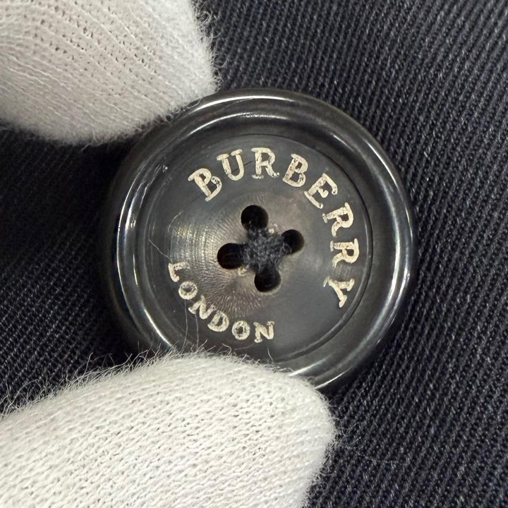 Great BURBERRY LONDON coat Nova check pattern on the back Navy wool mens