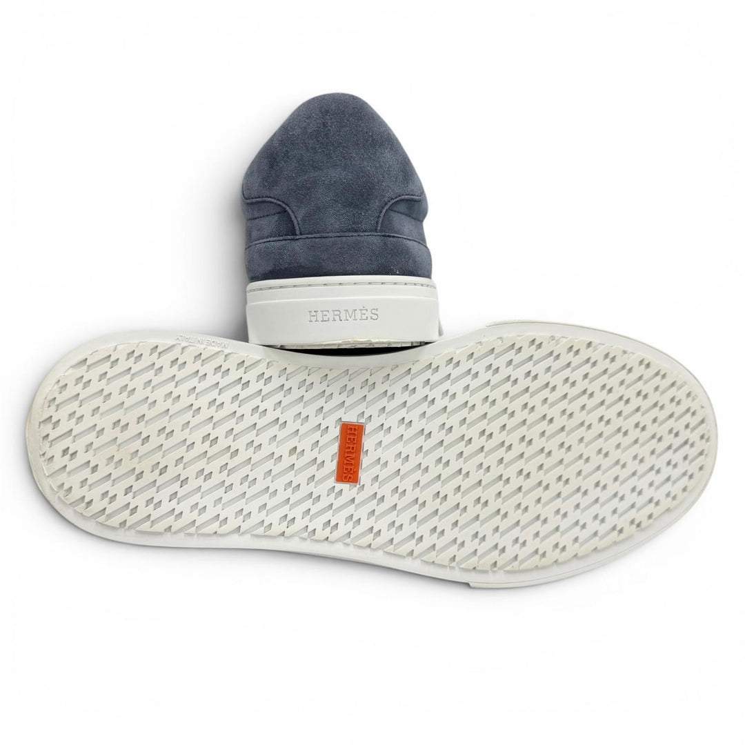 Great HERMES Low cut sneakers day kelly buckle Navy Suede leather mens 42.5