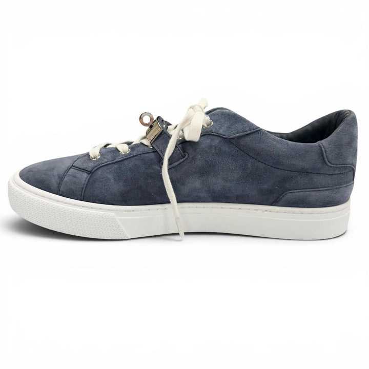 Great HERMES Low cut sneakers day kelly buckle Navy Suede leather mens 42.5