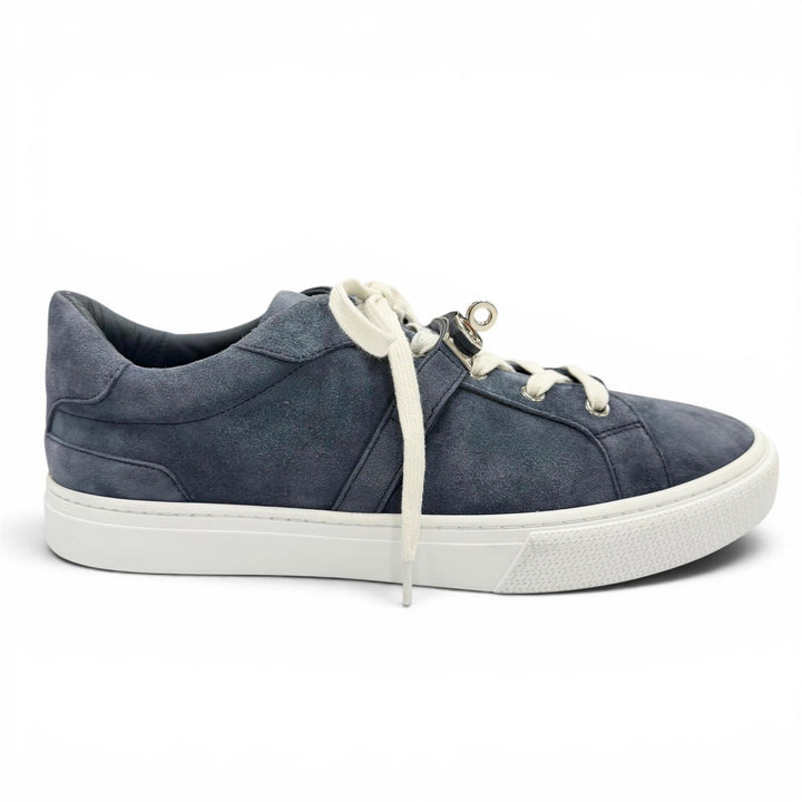 Great HERMES Low cut sneakers day kelly buckle Navy Suede leather mens 42.5