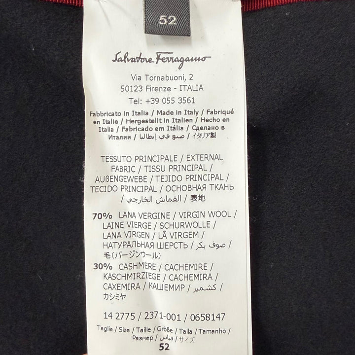 Great Salvatore Ferragamo Chester coat Single logo button black Virgin wool 52