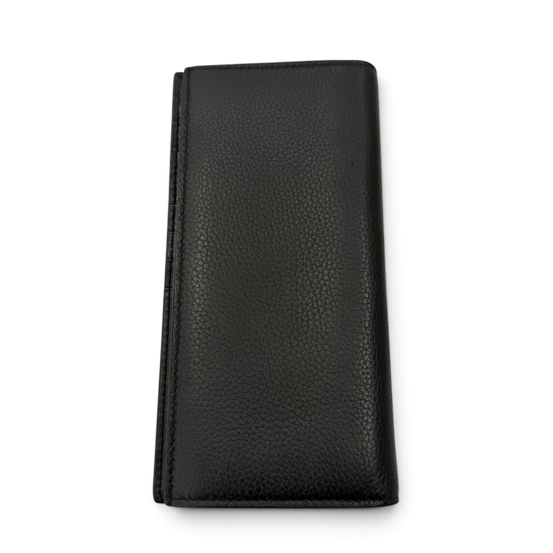 Great DIOR Purse CD Logo Long Wallet Bifold Wallet black leather mens 22-BO-1222