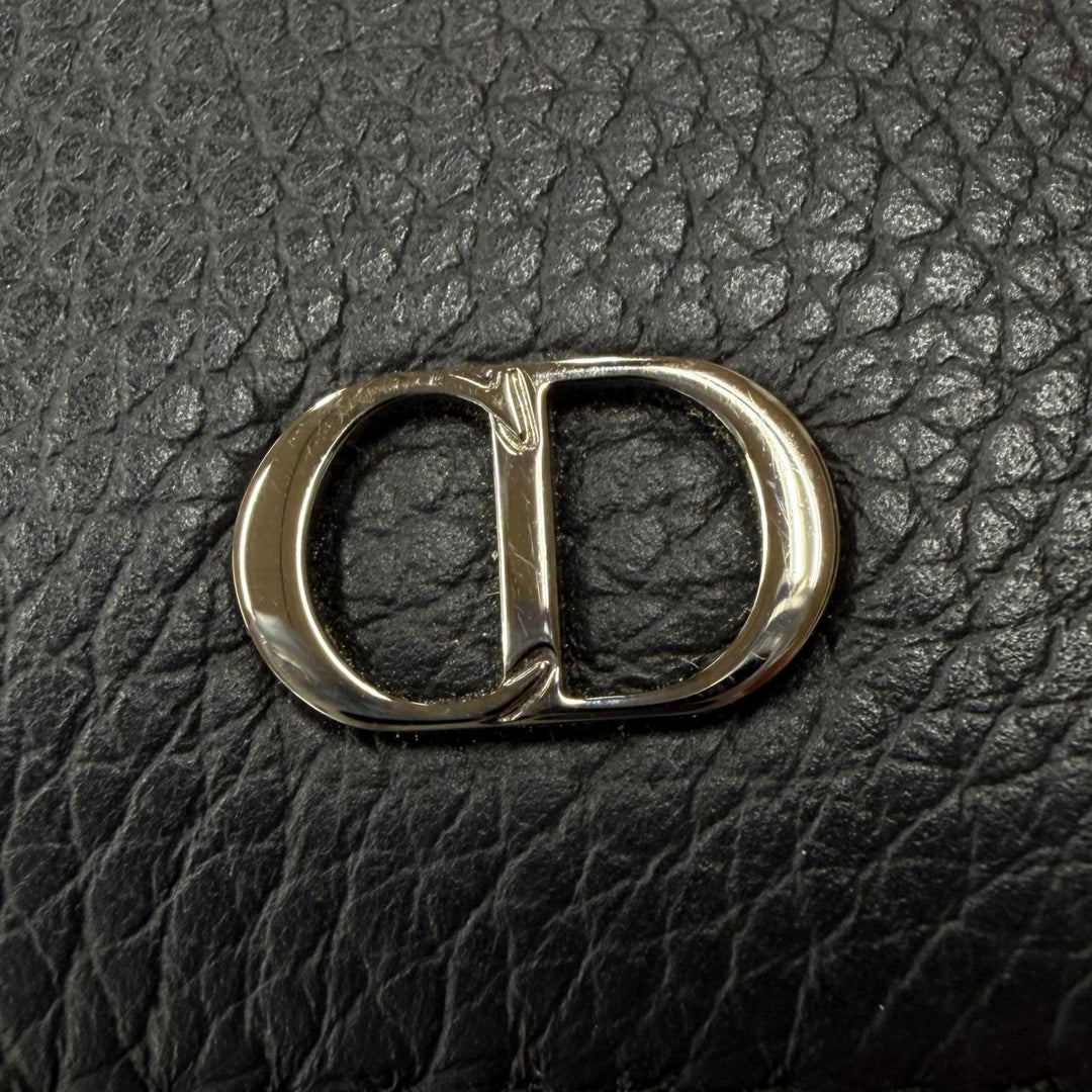 Great DIOR Purse CD Logo Long Wallet Bifold Wallet black leather mens 22-BO-1222