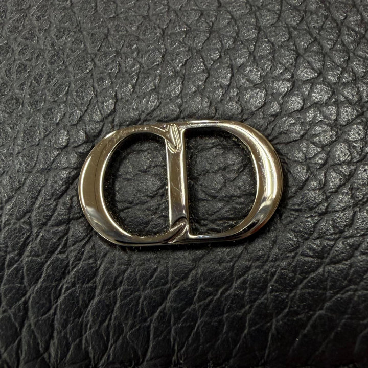 Great DIOR Purse CD Logo Long Wallet Bifold Wallet black leather mens 22-BO-1222