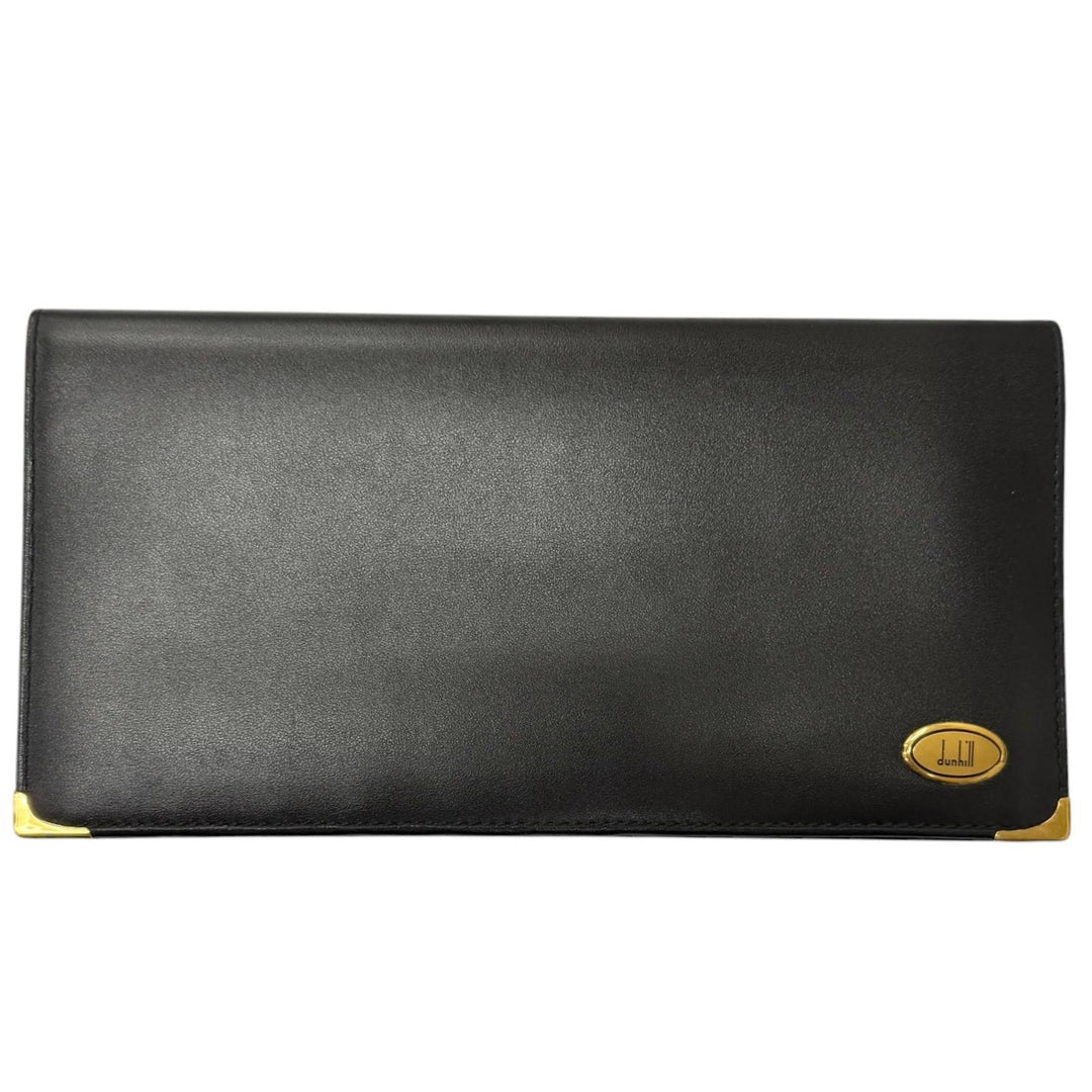 Pristine Dunhill Purse Logo Gold Plated Bifold Wallet black Calfskin