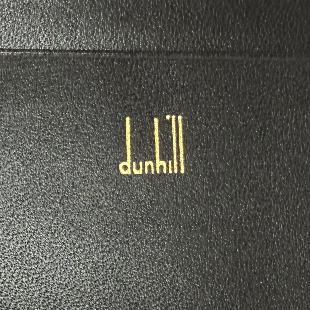 Pristine Dunhill Purse Logo Gold Plated Bifold Wallet black Calfskin
