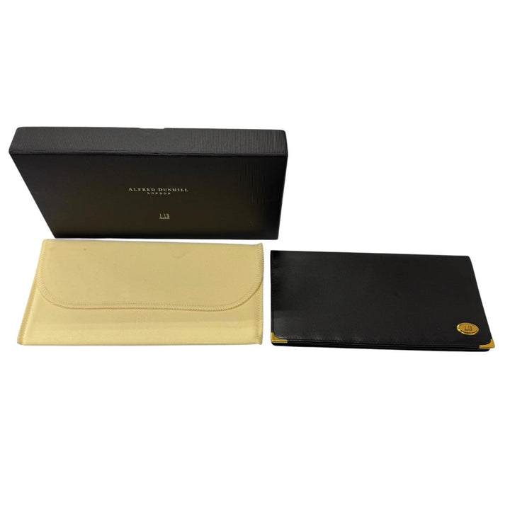 Pristine Dunhill Purse Logo Gold Plated Bifold Wallet black Calfskin