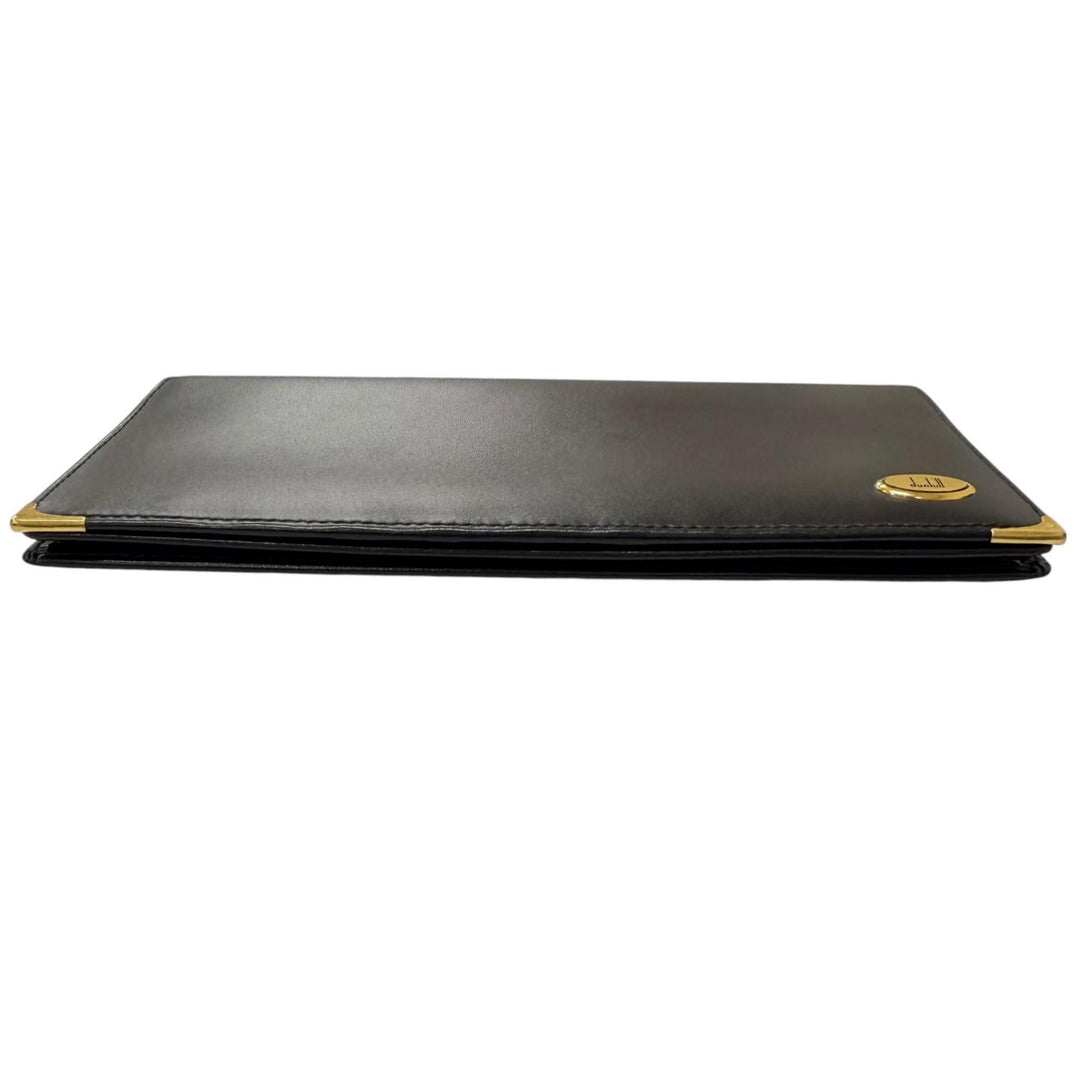 Pristine Dunhill Purse Logo Gold Plated Bifold Wallet black Calfskin