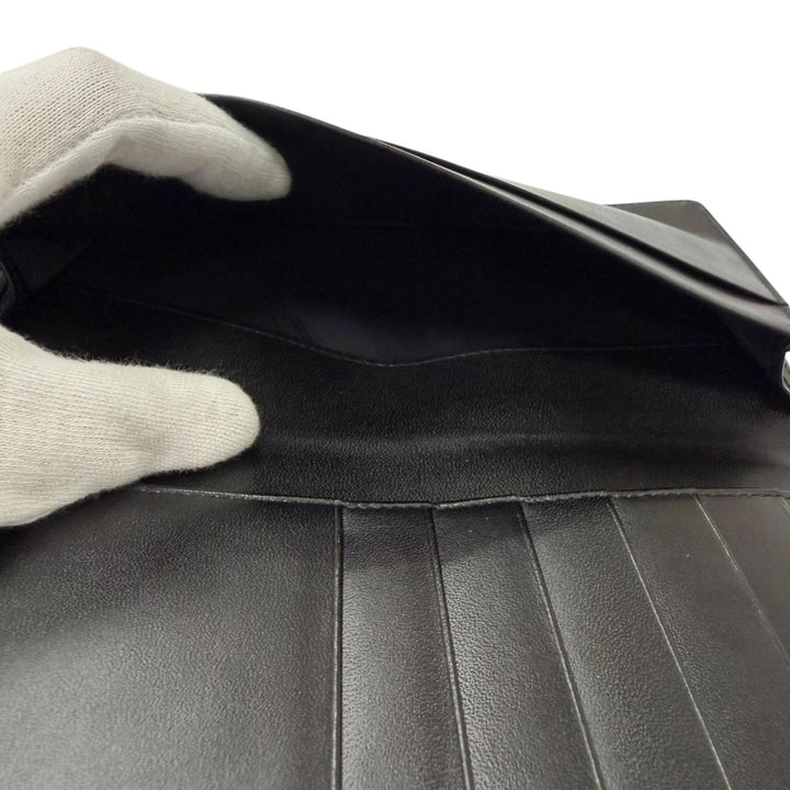 Pristine Dunhill Purse Logo Gold Plated Bifold Wallet black Calfskin