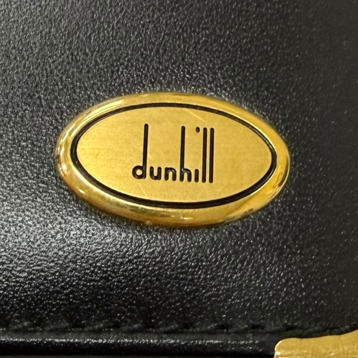 Pristine Dunhill Purse Logo Gold Plated Bifold Wallet black Calfskin