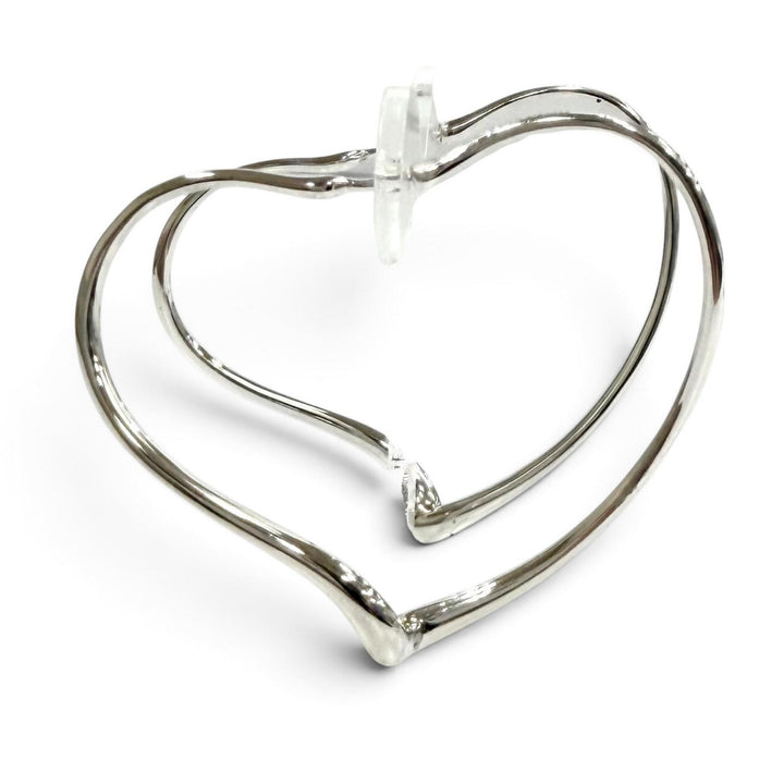 Excellent TIFFANY&Co. Pierce Open Heart Hoop Earrings, Medium Silver 925 Women